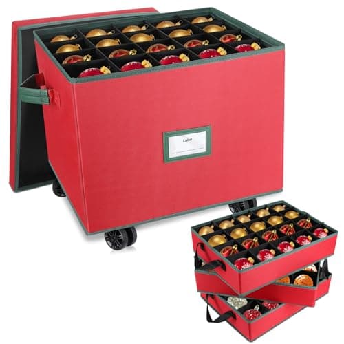 Lukeline Rolling Christmas Ornament Storage Box (60)