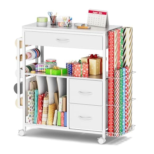 PUNLUXU Rolling Wrapping Paper Storage Cart