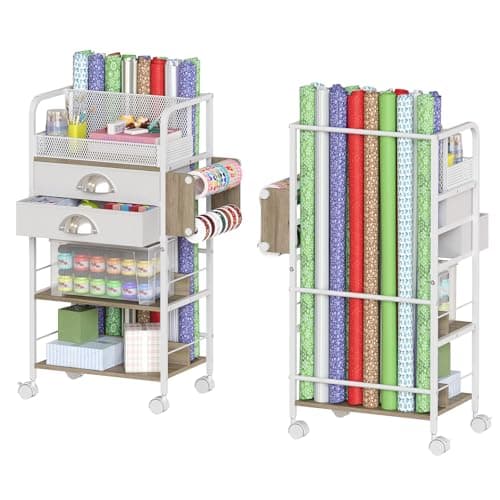 Rsaayekkt Rolling Wrapping Paper Storage Cart