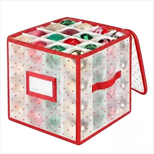 Poxela Hard Plastic Ornament Storage Box (64)